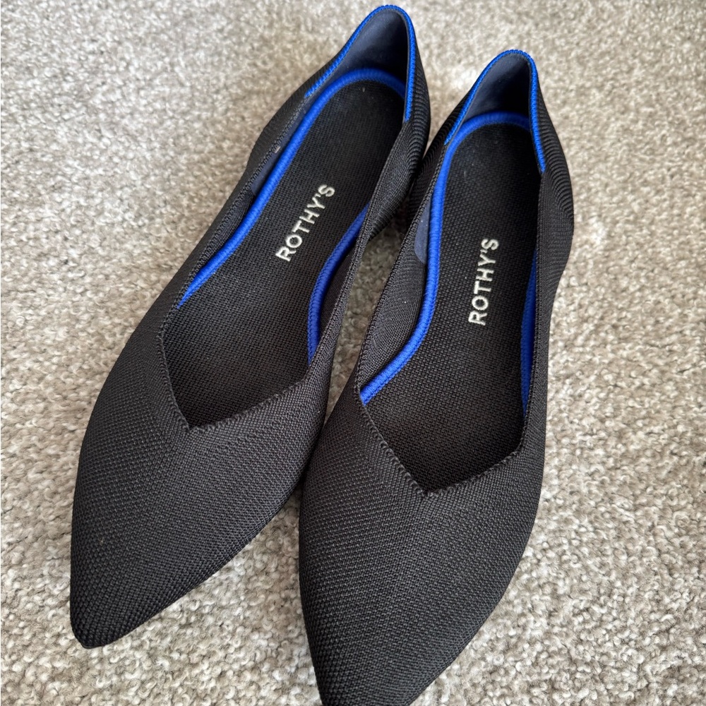 Like New Rothy's Black and Blue Minimalist Flats
